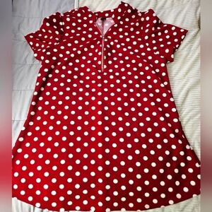 SHEIN Womens Polka Dot Shirt- Red and White. Size L